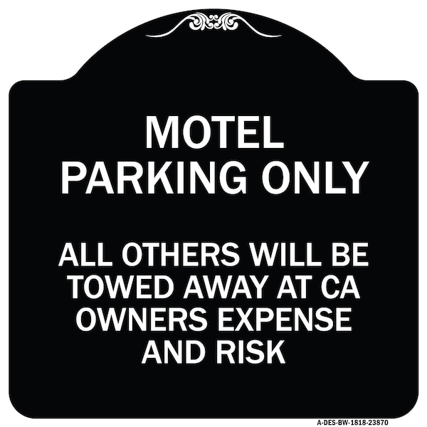 Signmission Motel Parking All Others Towed Heavy-Gauge Aluminum Architectural Sign, 18" x 18", BW-1818-23870 A-DES-BW-1818-23870 - main